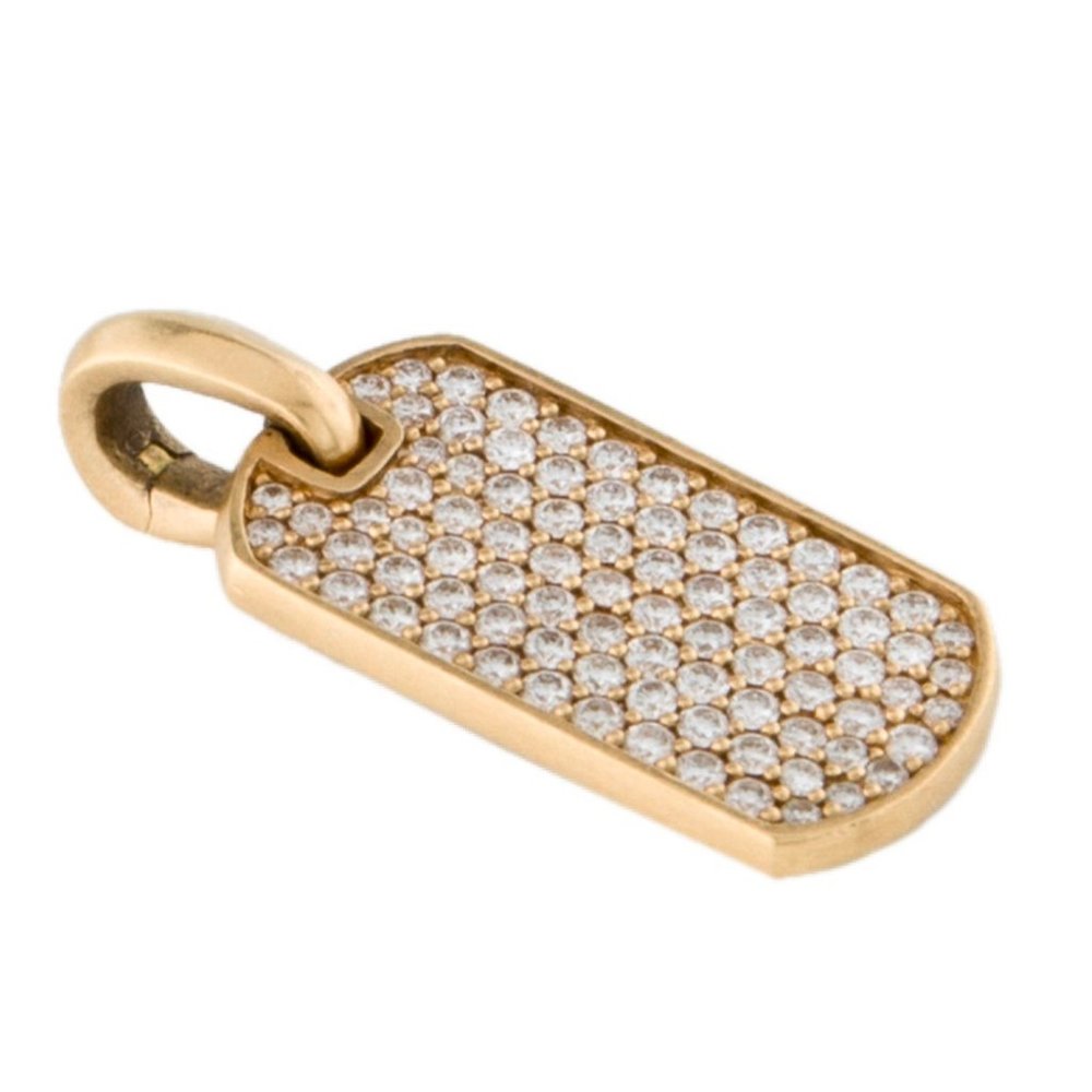 DAVID YURMAN 18K YELLOW GOLD DIAMOND 0.80CTW CHEVRON DOG TAG - Picture 5 of 10